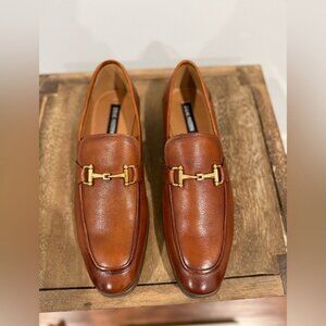 Steve Madden Brown Leather Loafers with Horsebit Detail